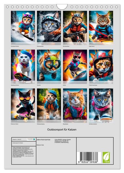 Produktbild: Outdoorsport f&uuml;r Katzen (Wandkalender 2026 DIN A4 hoch), CALVENDO Monatskalender