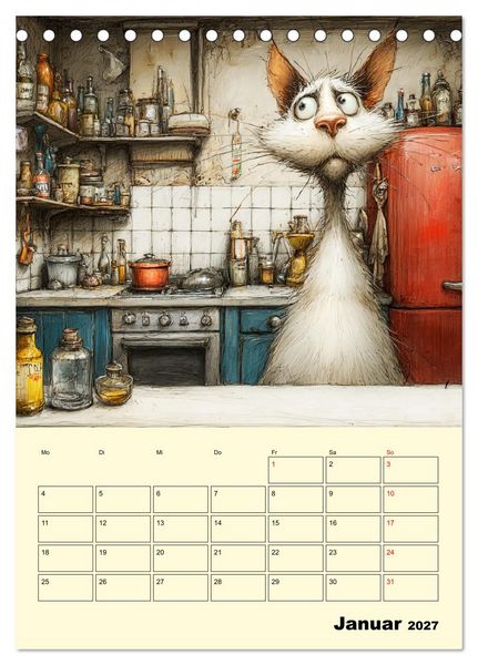 Produktbild: Schr&auml;ge Charaktere. Eigenwillige Katzen-Cartoons (Tischkalender 2027 DIN A5 hoch), CALVENDO Monatskalender