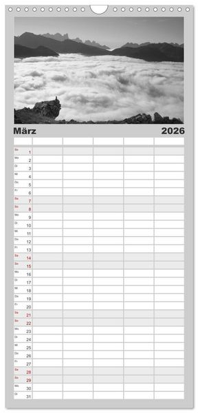 Produktbild: Familienplaner 2026 - Bergsucht 2026 mit 5 Spalten (Wandkalender, 21 x 45 cm) CALVENDO