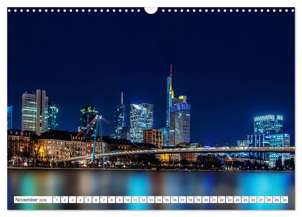 Produktbild: Frankfurt am Main - at night (Wandkalender 2026 DIN A3 quer), CALVENDO Monatskalender