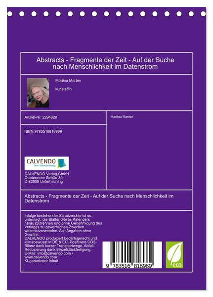 Produktbild: Abstracts - Fragmente der Zeit - Auf der Suche nach Menschlichkeit im Datenstrom (Tischkalender 2027 DIN A5 hoch), CALVENDO Monatskalender