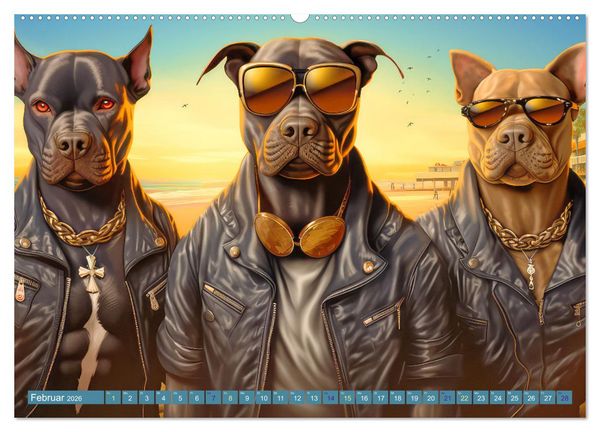 Produktbild: Gangsterhunde - KI-Bilder (Wandkalender 2026 DIN A2 quer), CALVENDO Monatskalender