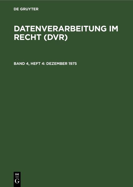 Produktbild: Datenverarbeitung im Recht (DVR) / Dezember 1975