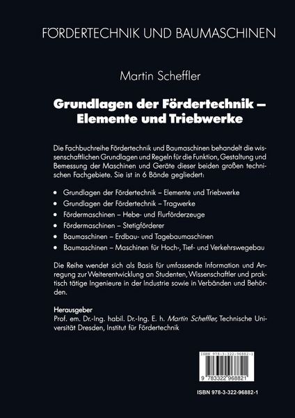 Produktbild: Grundlagen der F&ouml;rdertechnik &mdash; Elemente und Triebwerke