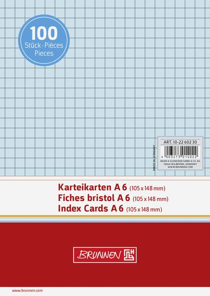 Produktbild: Brunnen Karteikarte A6 kar bl 100St