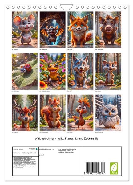 Produktbild: Waldbewohner - Wild, Flauschig und Zuckers&uuml;&szlig; (Wandkalender 2026 DIN A4 hoch), CALVENDO Monatskalender