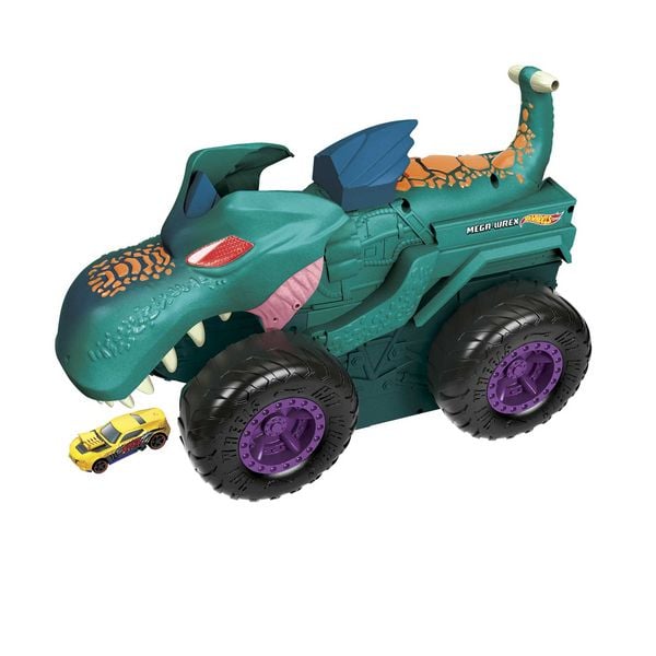 Produktbild: Hot Wheels Monster Trucks autofressender Mega-Wrex, inkl. 1 Spielzeugauto