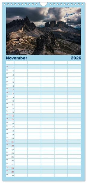 Produktbild: Familienplaner 2026 - Dolomiten - S&uuml;dtirol mit 5 Spalten (Wandkalender, 21 x 45 cm) CALVENDO