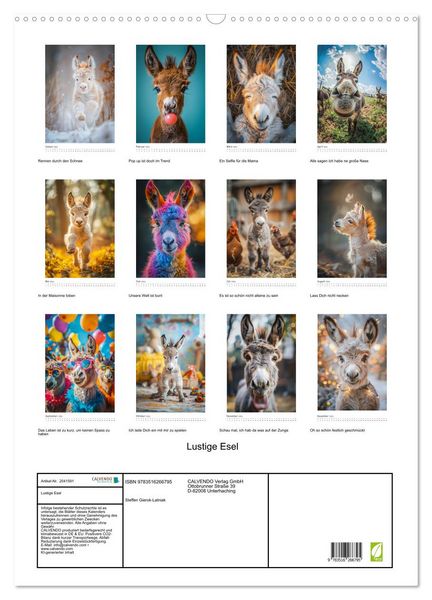 Produktbild: Lustige Esel (Wandkalender 2026 DIN A2 hoch), CALVENDO Monatskalender