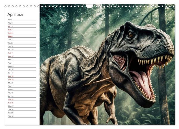 Produktbild: AI Dino Delights Mesmerizing Views of Prehistoric Life (Wall Calendar 2026 DIN A3 landscape), CALVENDO 12 Month Wall Calendar