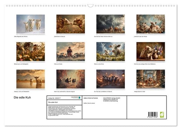 Produktbild: Die edle Kuh (Wandkalender 2027 DIN A2 quer), CALVENDO Monatskalender