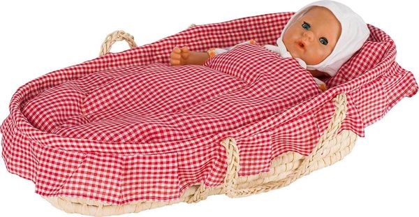 Goki Puppentragekorb mit Bettzeug, rosa