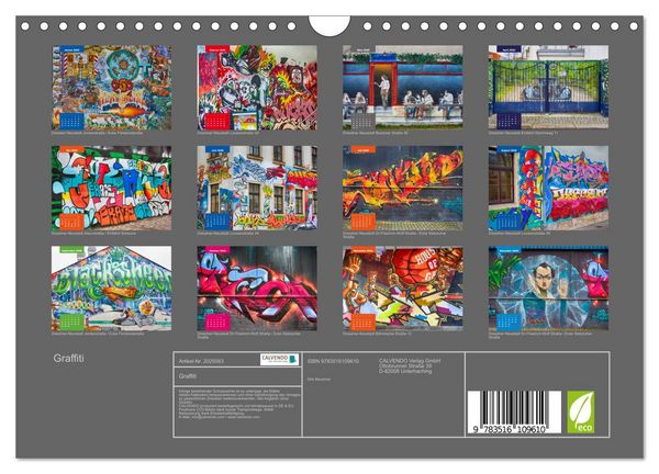 Produktbild: Graffiti (Wandkalender 2026 DIN A4 quer), CALVENDO Monatskalender