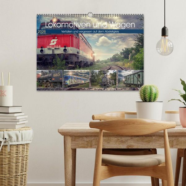 Produktbild: Lokomotiven und Wagen - Verfallen und vergessen auf dem Abstellgleis (Wandkalender 2026 DIN A3 quer), CALVENDO Monatskalender