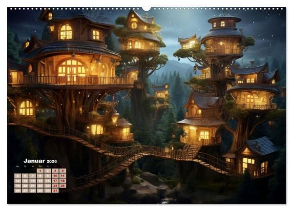 Produktbild: Baumh&auml;user - Traumhafte Luftschl&ouml;sser (hochwertiger Premium Wandkalender 2026 DIN A2 quer), Kunstdruck in Hochglanz