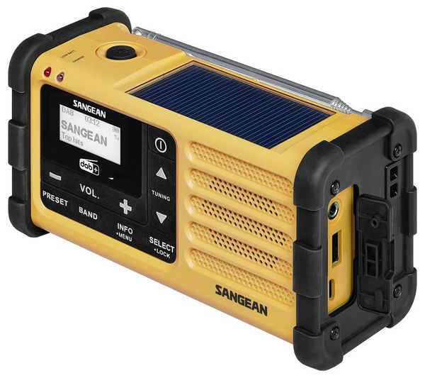 Produktbild: Sangean MMR-88 DAB+ Outdoorradio DAB+, UKW Notfallradio Akku-Ladefunktion, Taschenlampe, Solarpanel, Handkurbel Schwarz, Gelb