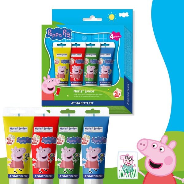 Produktbild: STAEDTLER Fingermalfarbe Noris junior Peppa Pig, 4 Farben, 75ml Tuben