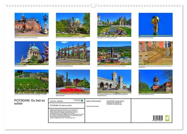 Produktbild: POTSDAM. Du bist so sch&ouml;n (Wandkalender 2027 DIN A2 quer), CALVENDO Monatskalender