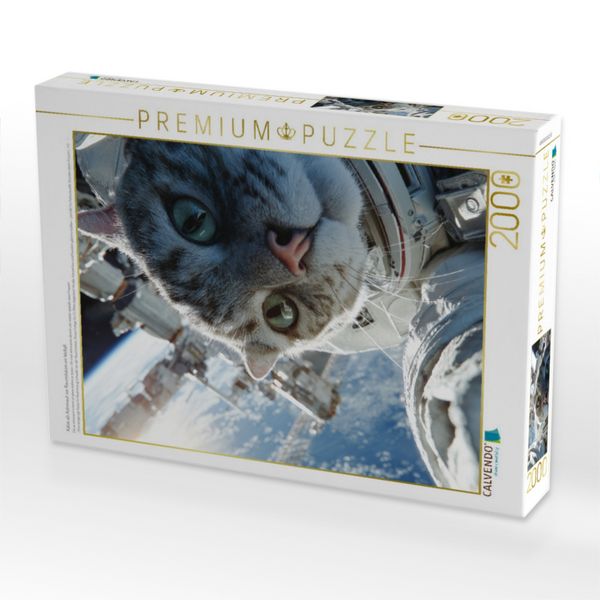 Produktbild: CALVENDO Puzzle Katze als Astronaut vor Raumstation im Weltall | 2000 Teile Lege-Gr&ouml;&szlig;e 90x67cm Foto-Puzzle f&uuml;r gl&uuml;ckliche Stunden
