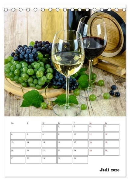 Produktbild: Weinkalender - f&uuml;r Kenner und Genie&szlig;er (Tischkalender 2026 DIN A5 hoch), CALVENDO Monatskalender