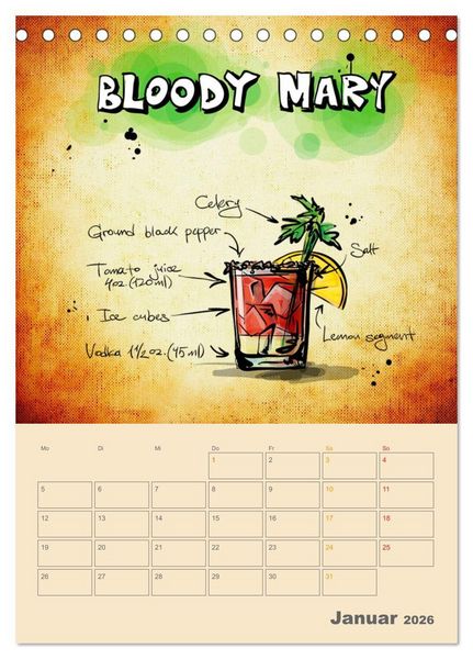 Produktbild: Coole Cocktails (Tischkalender 2026 DIN A5 hoch), CALVENDO Monatskalender