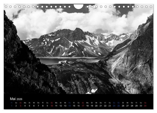Produktbild: BERGE IN SCHWARZ WEISS (Wandkalender 2026 DIN A4 quer), CALVENDO Monatskalender