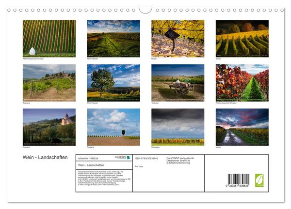 Produktbild: Wein - Landschaften (Wandkalender 2026 DIN A3 quer), CALVENDO Monatskalender