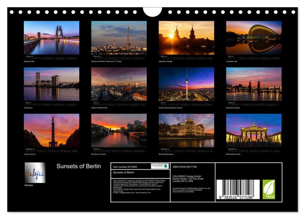 Produktbild: Sunsets of Berlin (Wall Calendar 2026 DIN A4 landscape), CALVENDO 12 Month Wall Calendar