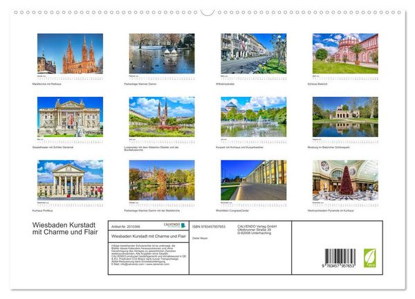 Produktbild: Wiesbaden Kurstadt mit Charme und Flair (Wandkalender 2026 DIN A2 quer), CALVENDO Monatskalender