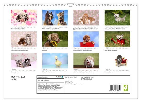 Produktbild: lach mit...just smile (Wandkalender 2026 DIN A3 quer), CALVENDO Monatskalender