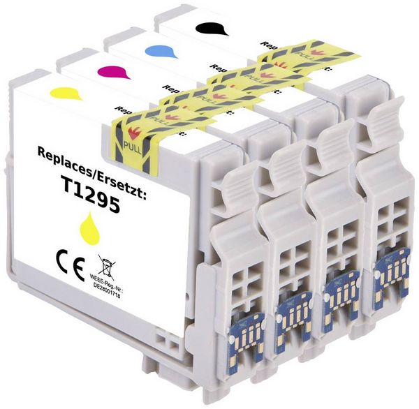 Produktbild: Renkforce Druckerpatrone ersetzt Epson T1295, T1291, T1292, T1293, T1294 Kompatibel Kombi-Pack Schwarz, Cyan, Magenta, Gelb RF-5718864