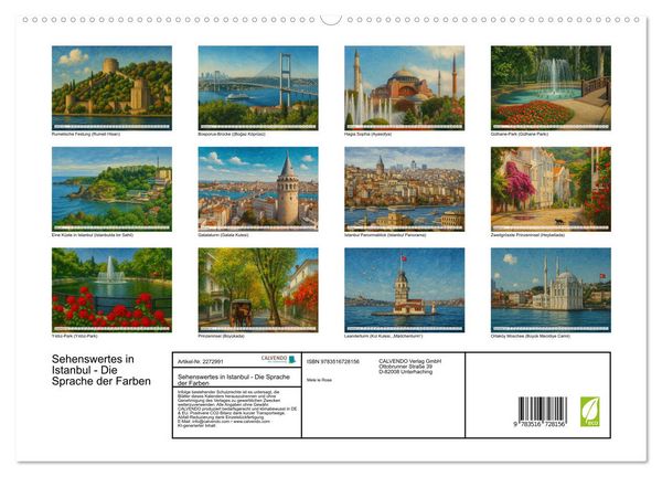 Produktbild: Sehenswertes in Istanbul - Die Sprache der Farben (hochwertiger Premium Wandkalender 2026 DIN A2 quer), Kunstdruck in Hochglanz