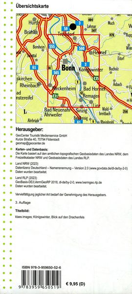 Produktbild: Bonn, Siebengebirge und Kottenforst Blatt 22 topographische Wanderkarte 1:25.000