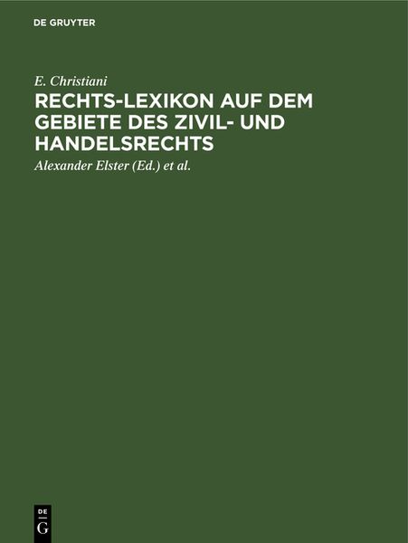 Produktbild: Rechts-Lexikon auf dem Gebiete des Zivil- und Handelsrechts
