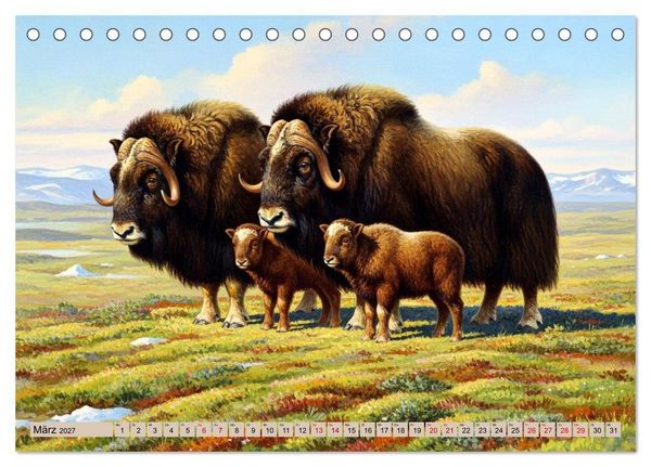Produktbild: Nordische Tiere wie aus alten Zeiten (Tischkalender 2027 DIN A5 quer), CALVENDO Monatskalender