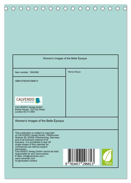 Produktbild: Women's Images of the Belle &Eacute;poque (Desk Calendar 2026 DIN A5 portrait), CALVENDO 12 Month DeskCalendar