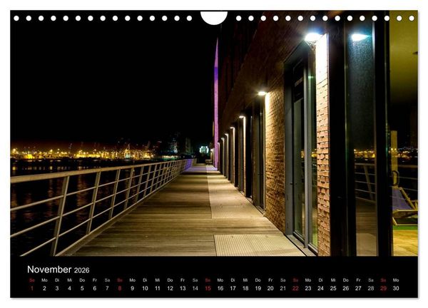 Produktbild: hamburg - night views (Wandkalender 2026 DIN A4 quer), CALVENDO Monatskalender