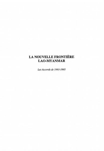 Produktbild: La Nouvelle Frontiere Lao-Myanmar
