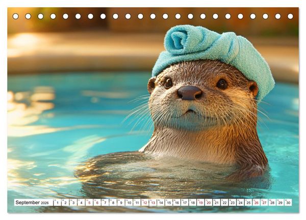 Produktbild: Otterwegs - 12 Monate tierischer Urlaubsspa&szlig; (Tischkalender 2026 DIN A5 quer), CALVENDO Monatskalender