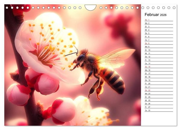Produktbild: Biene auf Bl&uuml;te - Faszinierende Details durch k&uuml;nstliche Intelligenz (Wandkalender 2026 DIN A4 quer), CALVENDO Monatskalender