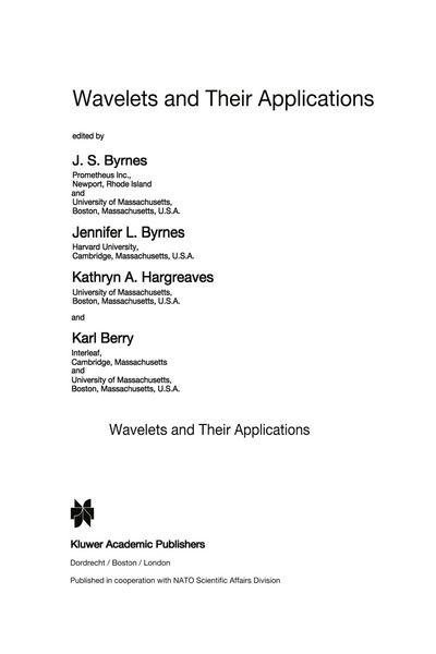 Produktbild: Wavelets and Their Applications