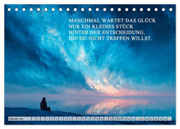Produktbild: Weisheit und Motivation - Inspiration voller Sinn und St&auml;rke (Tischkalender 2026 DIN A5 quer), CALVENDO Monatskalender