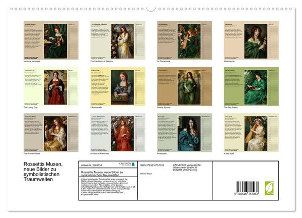Produktbild: Rossettis Musen, neue Bilder zu symbolistischen Traumwelten (hochwertiger Premium Wandkalender 2027 DIN A2 quer), Kunstdruck in Hochglanz