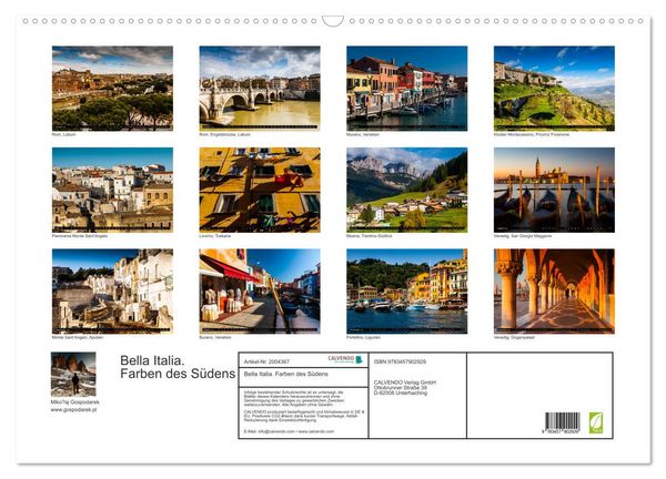 Produktbild: Bella Italia. Farben des S&uuml;dens (Wandkalender 2026 DIN A2 quer), CALVENDO Monatskalender