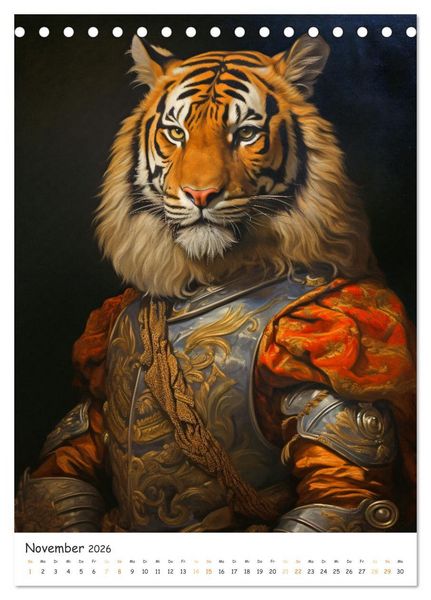 Produktbild: Tierische Kunst - Eine Sammlung von Renaissance-Gem&auml;lden mit tierischen Motiven (Tischkalender 2026 DIN A5 hoch), CALVENDO Monatskalender