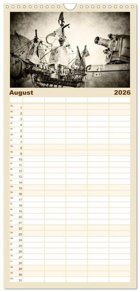 Produktbild: Familienplaner 2026 - Retro mit 5 Spalten (Wandkalender, 21 x 45 cm) CALVENDO