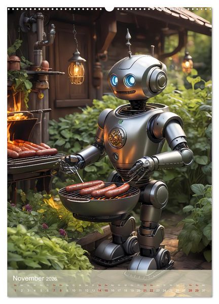 Produktbild: Roboter im Garten - Kleine Helfer (hochwertiger Premium Wandkalender 2026 DIN A2 hoch), Kunstdruck in Hochglanz