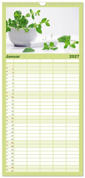 Produktbild: Familienplaner 2027 - Helfende Kr&auml;uter aus dem Garten mit 5 Spalten (Wandkalender, 21 x 45 cm) CALVENDO