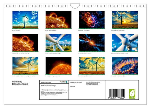 Produktbild: Wind und Sonnenenergie (Wandkalender 2027 DIN A4 quer), CALVENDO Monatskalender