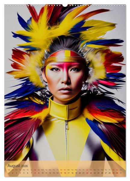 Produktbild: American beauties in a feather style (High Quality Premium Wall Calendar 2026 DIN A2 portrait),CALVENDO 12 Month Wall Calendar